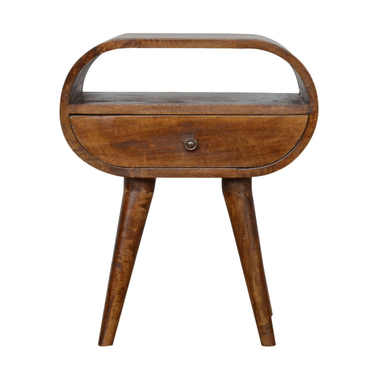 Chestnut Circular Open Bedside, 1-Drawer