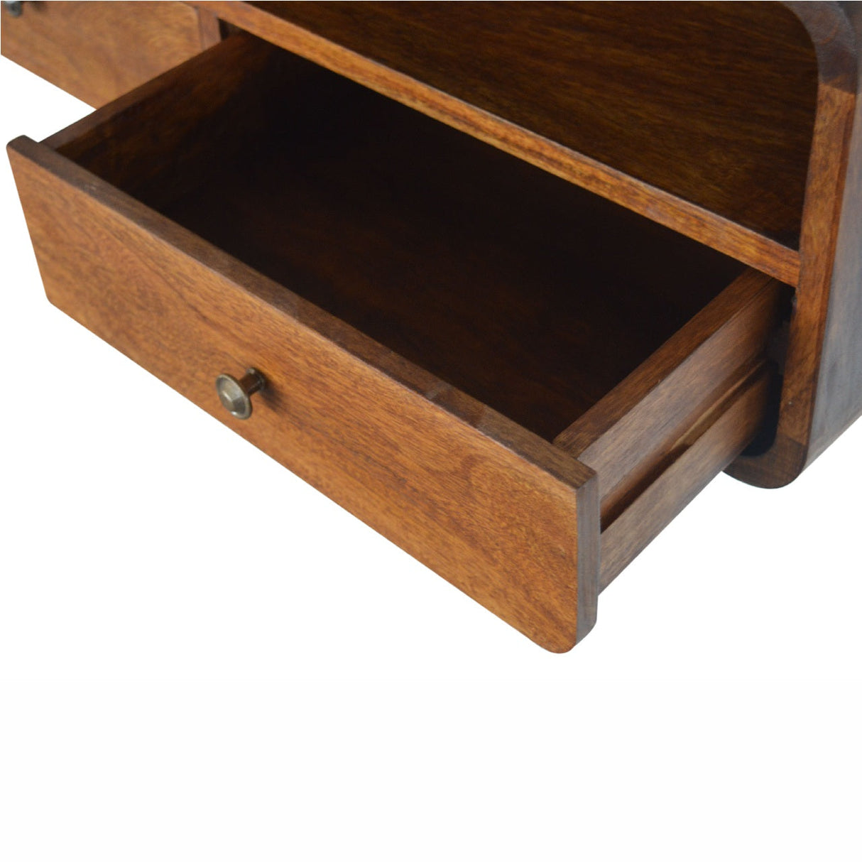 Solid Wood Floating Console, 2-Drawers, 1 Open Slot