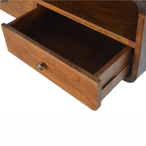 Solid Wood Floating Console, 2-Drawers, 1 Open Slot