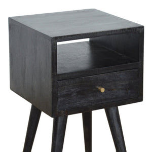 Solid Wood, Mini Nightstand, 1-Drawer, 1 Open-Slot, Ash