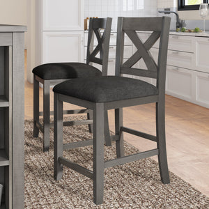 TOPMAX 5 Pieces Counter Height Rustic Farmhouse Dining Room Wooden Bar Table Set with 4 Chairs, Gray