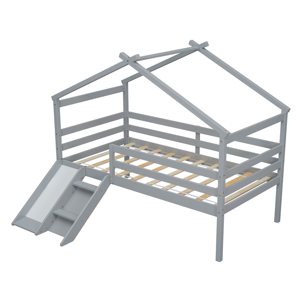 Twin Low Loft House Bed with Slide