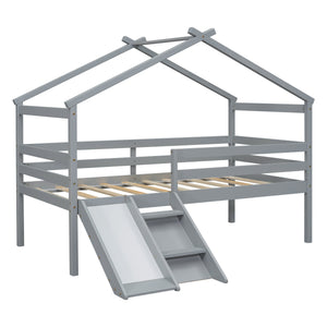 Twin Low Loft House Bed with Slide