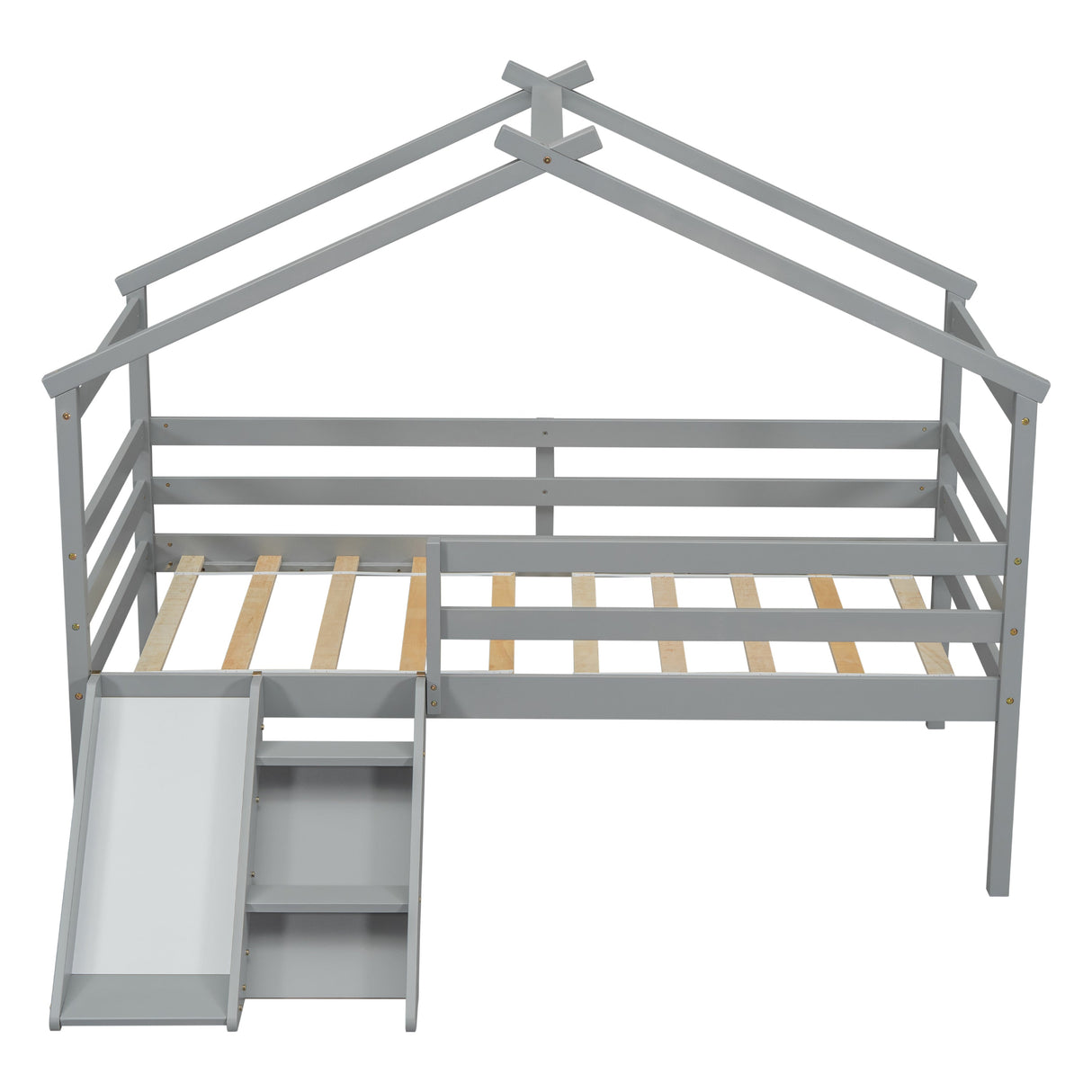Twin Low Loft House Bed with Slide