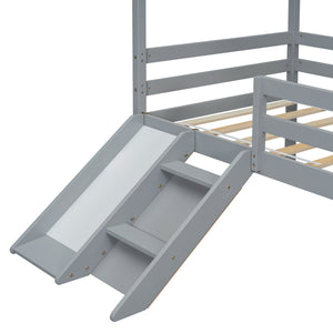 Twin Low Loft House Bed with Slide