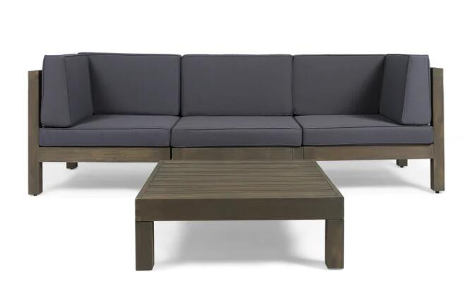 Oana 4-Piece Sofa Set with Coffee Table, Dark