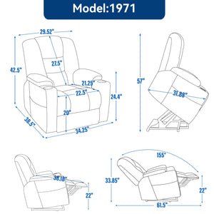 Large Power Lift Recliner Chair with Massage and Heat