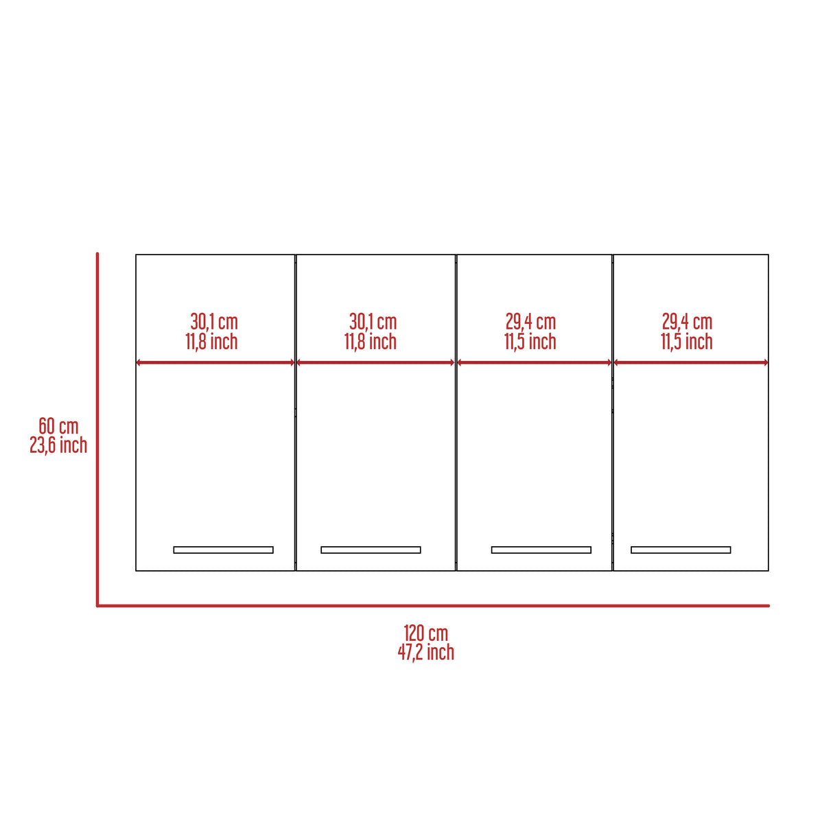 Wall Cabinet 24" H with Four Doors
