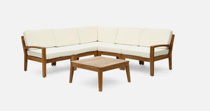 Grenada 5 Seater Acacia Wood Sectional Sofa Set