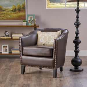 Brown Bonded Leather Club Chair