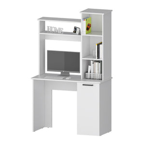 White 3-Tier Storage Shelves Computer Desk