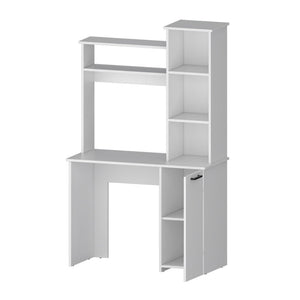 White 3-Tier Storage Shelves Computer Desk