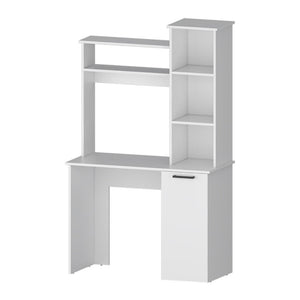White 3-Tier Storage Shelves Computer Desk