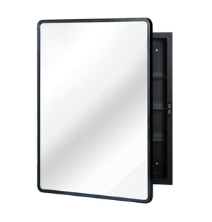 Black 24x30 Inch Metal Framed Wall Mount or Recessed Mirror Cabinet