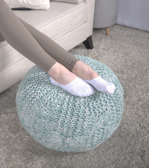 Baltazar Knitted Round Pouf - Aqua