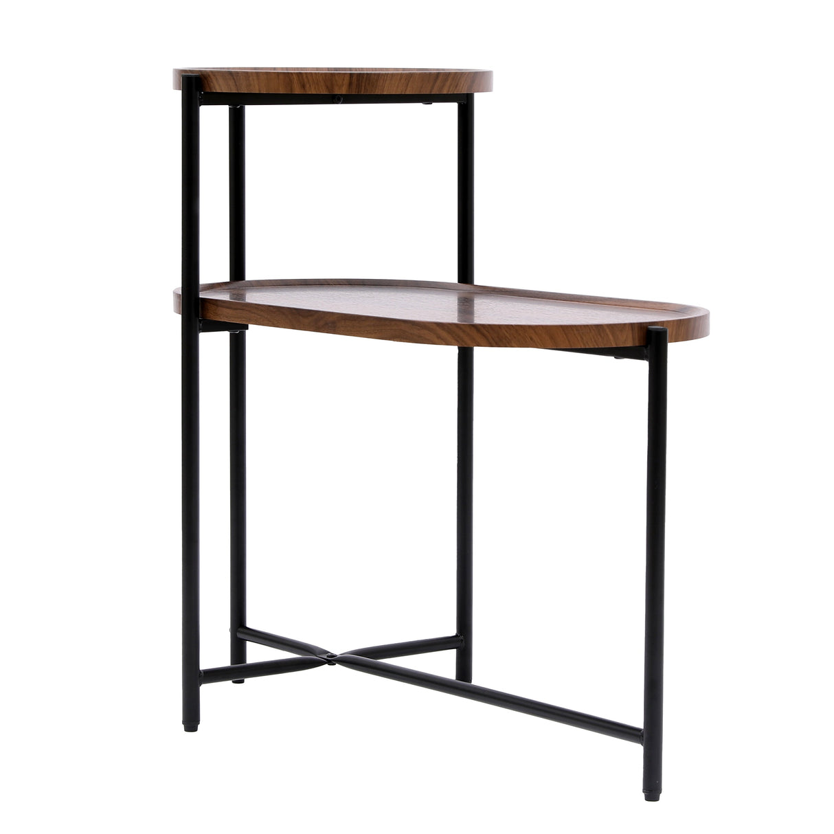 Small Coffee Tables 2-Tier Modern Sofa Side Table with Wood Storage Shelf