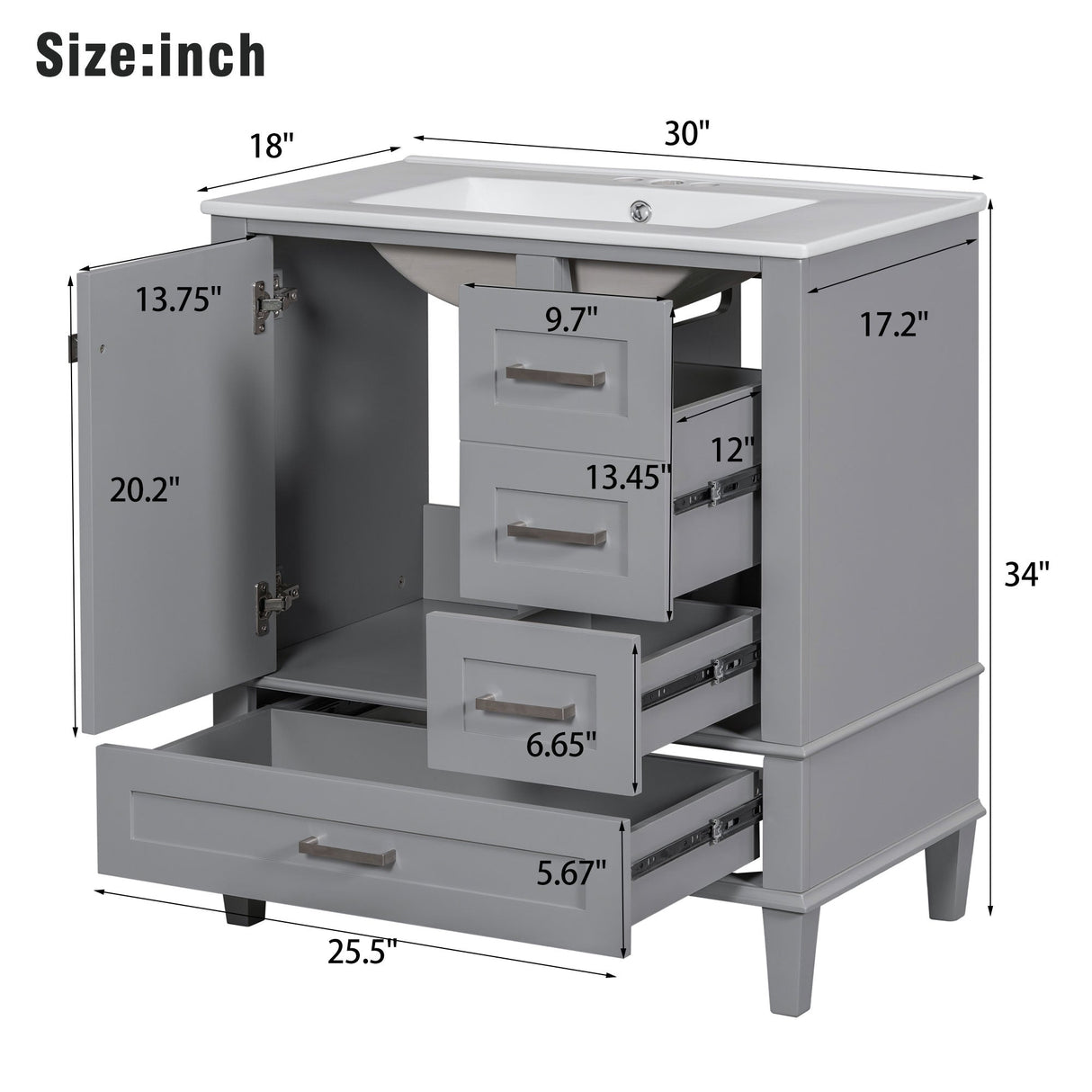 30" Bathroom Vanity with Sink Combo Set