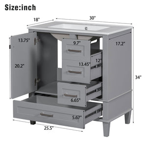 30" Bathroom Vanity with Sink Combo Set