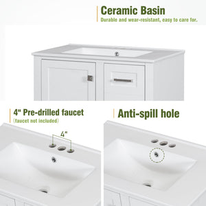 30" Modern Bathroom Vanity with Sink Combo Set