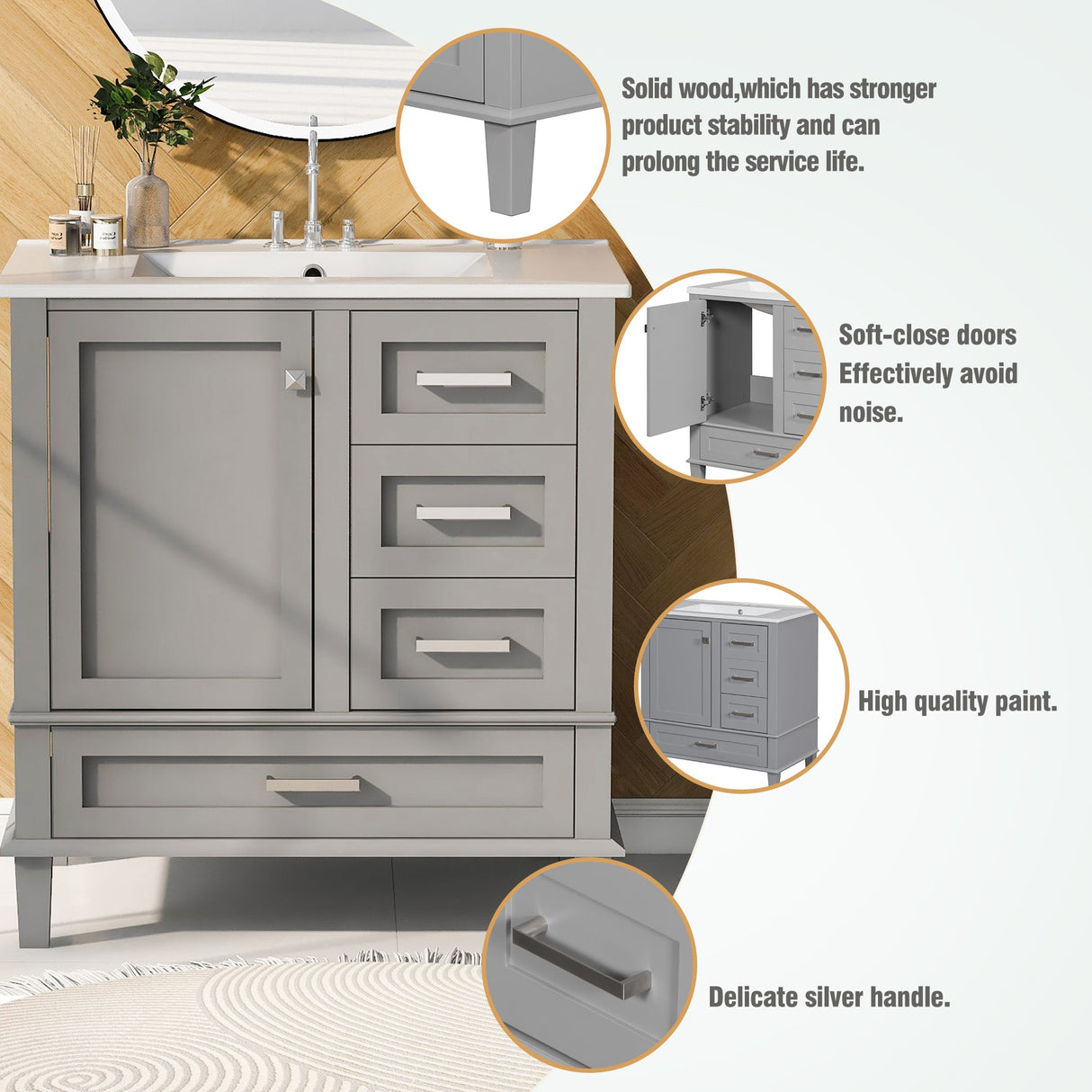 30" Bathroom Vanity with Sink Combo Set