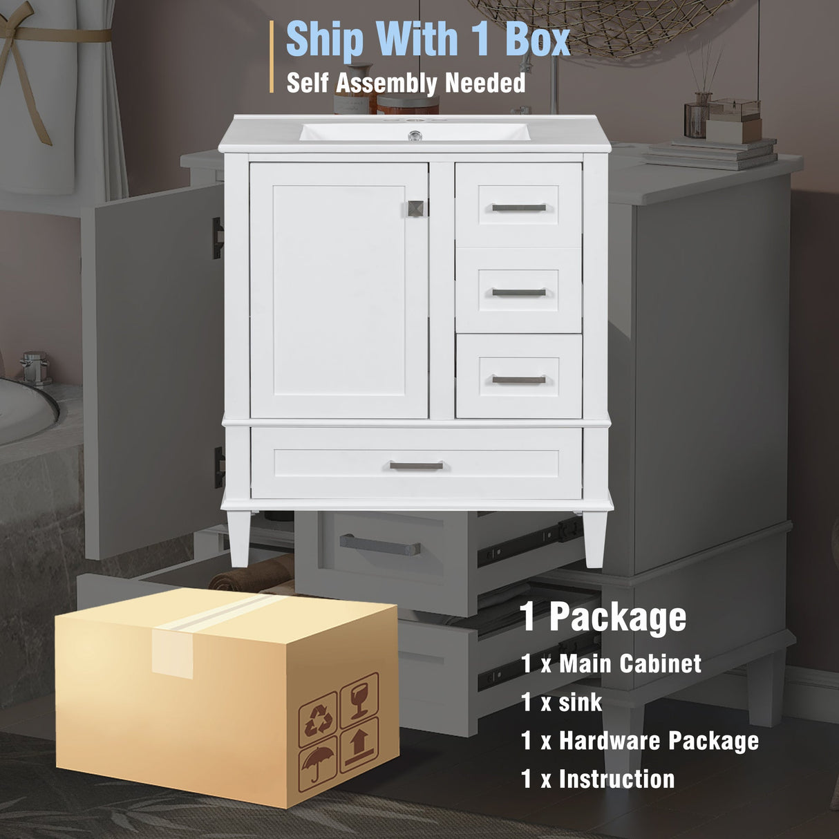 30" Modern Bathroom Vanity with Sink Combo Set