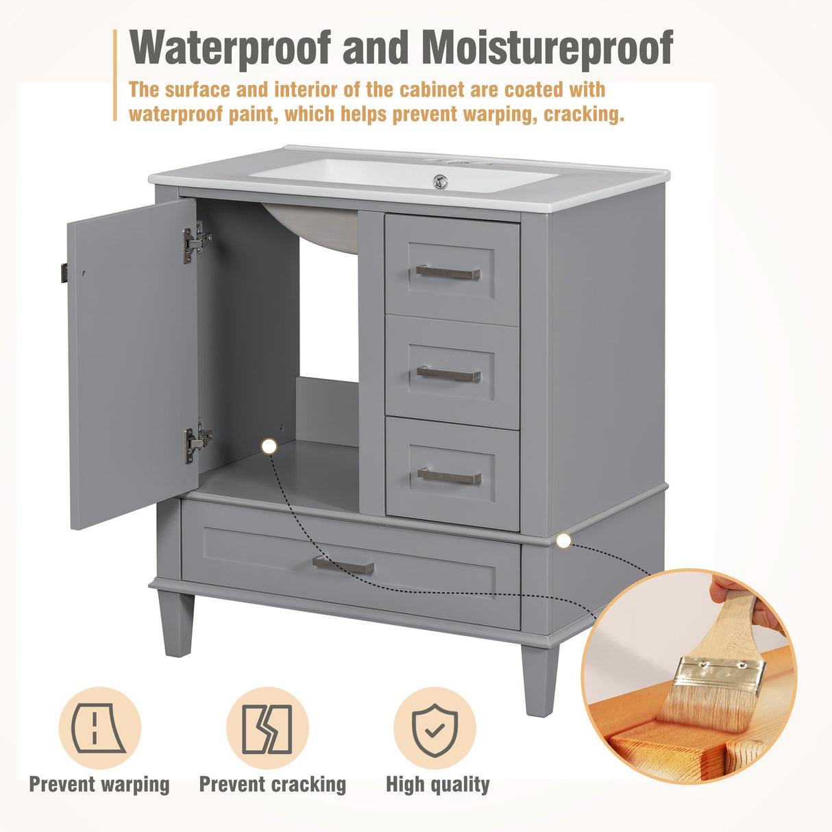 30" Bathroom Vanity with Sink Combo Set