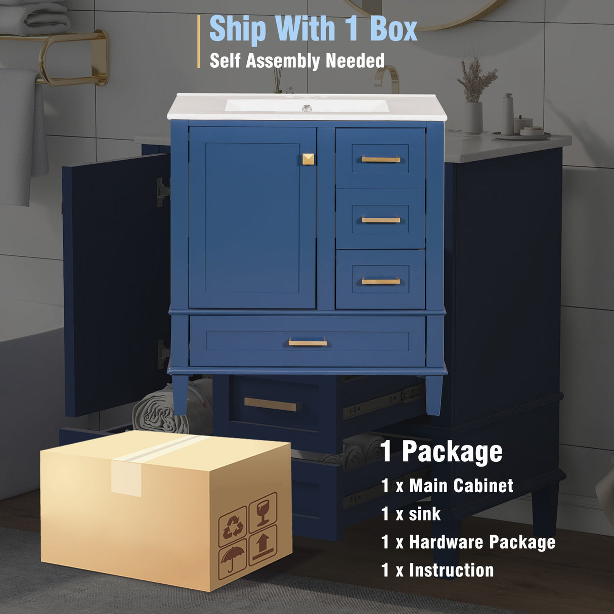 30" Bathroom Vanity with Sink Combo Set