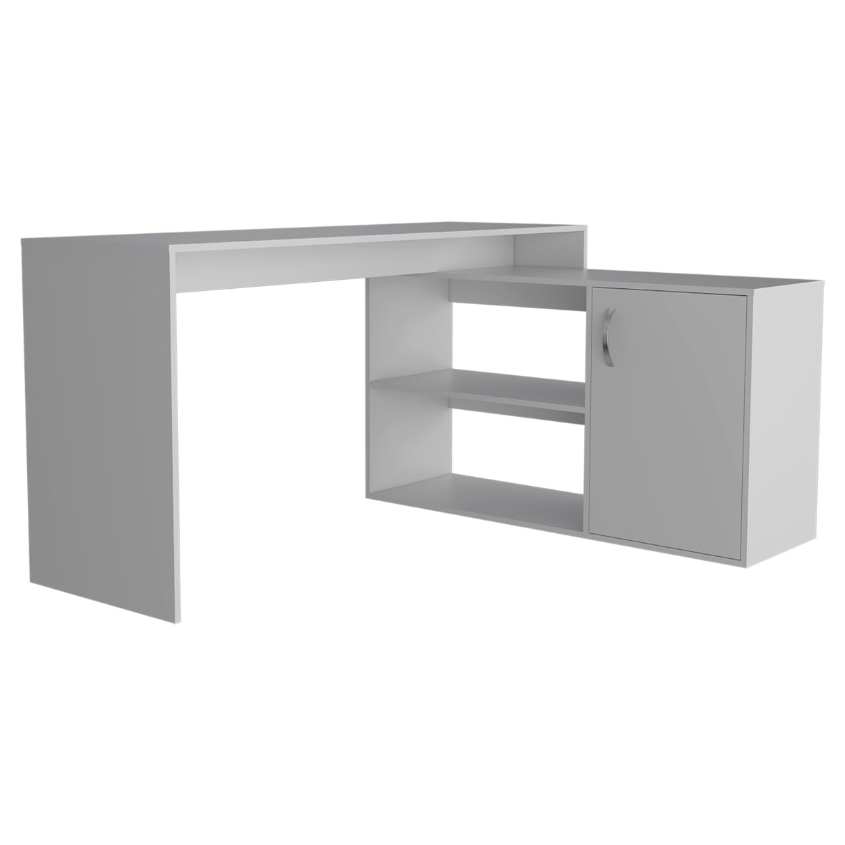 Axis Modern L-Shaped Computer Desk with Open & Closed Storage - White