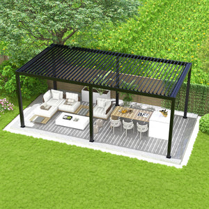 8640E Louver Pergola 10x19ft Aluminum Frame & Steel Louvers