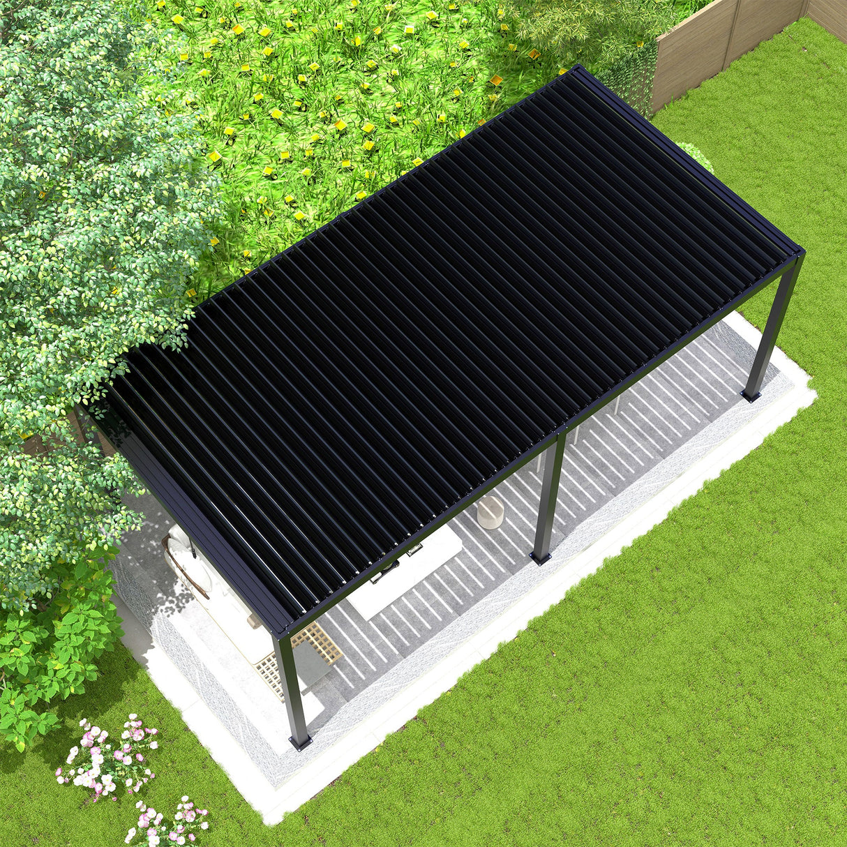 8640E Louver Pergola 10x19ft Aluminum Frame & Steel Louvers