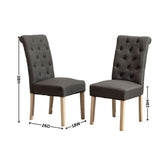 Hazel Solid Wood Button Tufted Upholstered Parsons Dining Chair, Set of 2