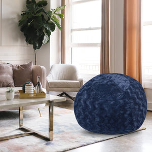 Faux Fur Bean Bag Chair, Navy - 4ft Cozy Lounger
