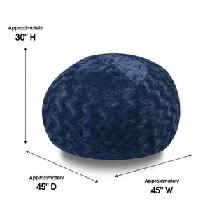 Faux Fur Bean Bag Chair, Navy - 4ft Cozy Lounger