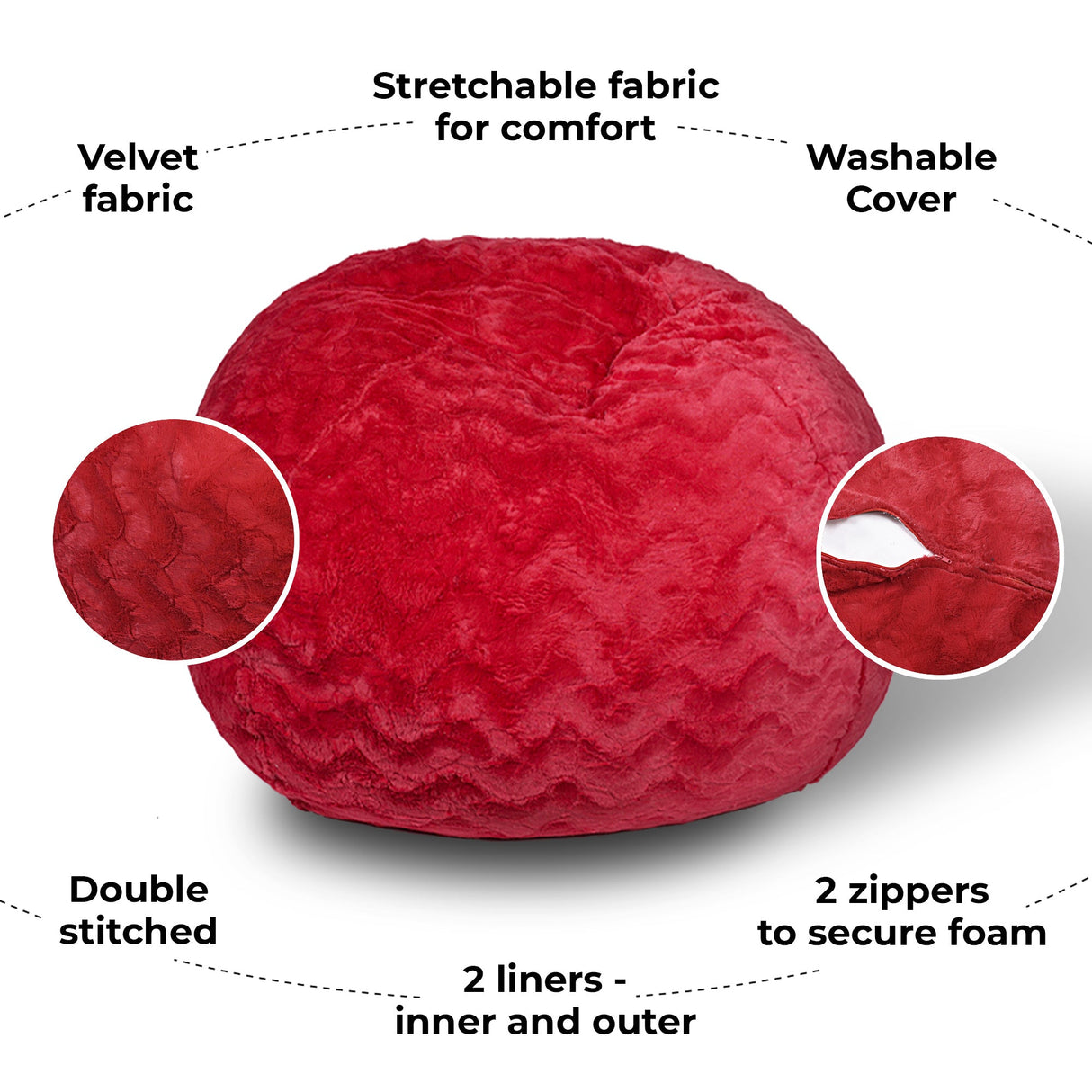 Faux Fur Bean Bag Chair – 5ft Cozy Lounger