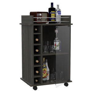Dukat Bar Cart, Two Shelves, Six Built-in Wine Rack - Espresso