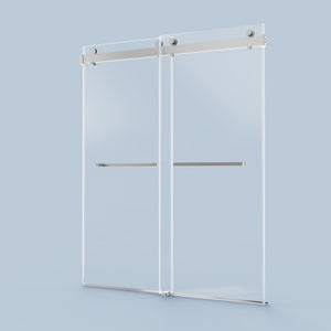 56-60"W x 76"H Frameless Double Sliding Soft-Close Shower Door