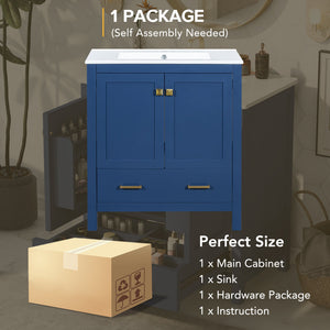 30" Blue Bathroom Vanity with Single Sink