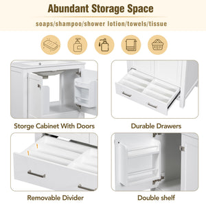 60" White Bathroom Vanity Set