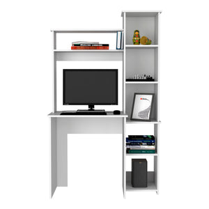 Versalles Writing Desk, Two Superior Shelves, Five Cubbies - White