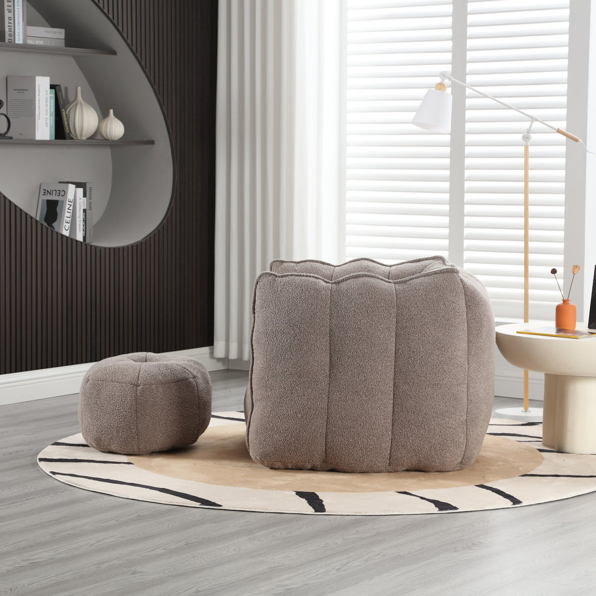 Soft Bean Bag Chair with Footstool
