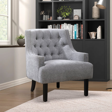 Button Tufted Sloped Arm Accent Chair