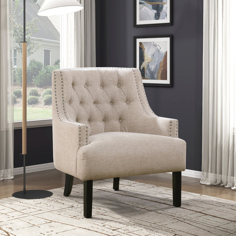 Button Tufted Sloped Arm Accent Chair