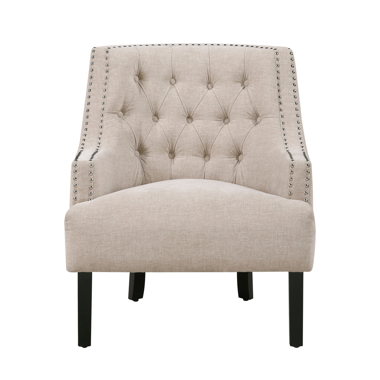 Button Tufted Sloped Arm Accent Chair