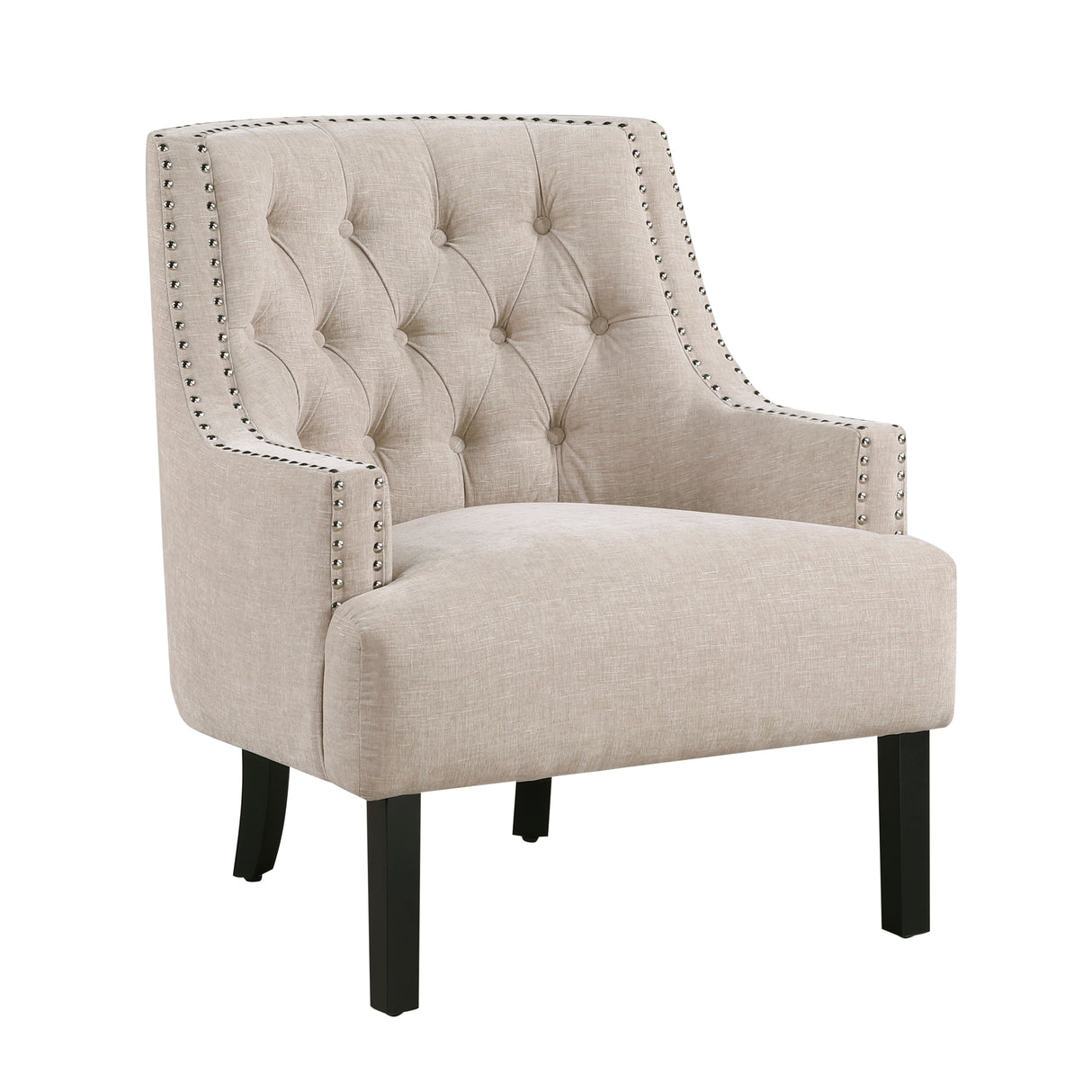 Button Tufted Sloped Arm Accent Chair
