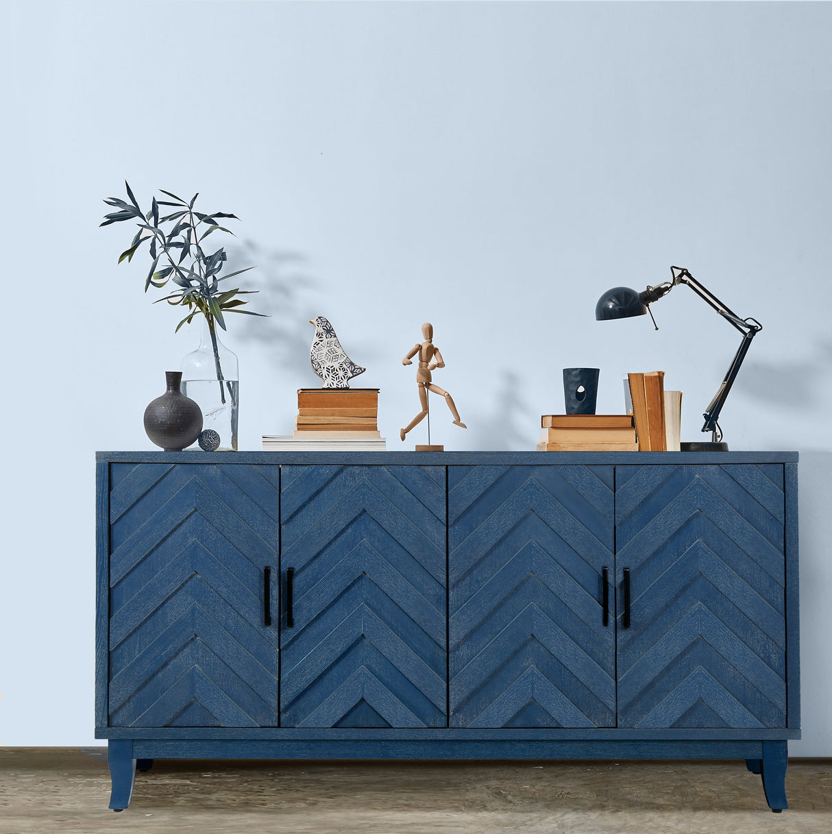 Chevron 4-Door Sideboard Cabinet