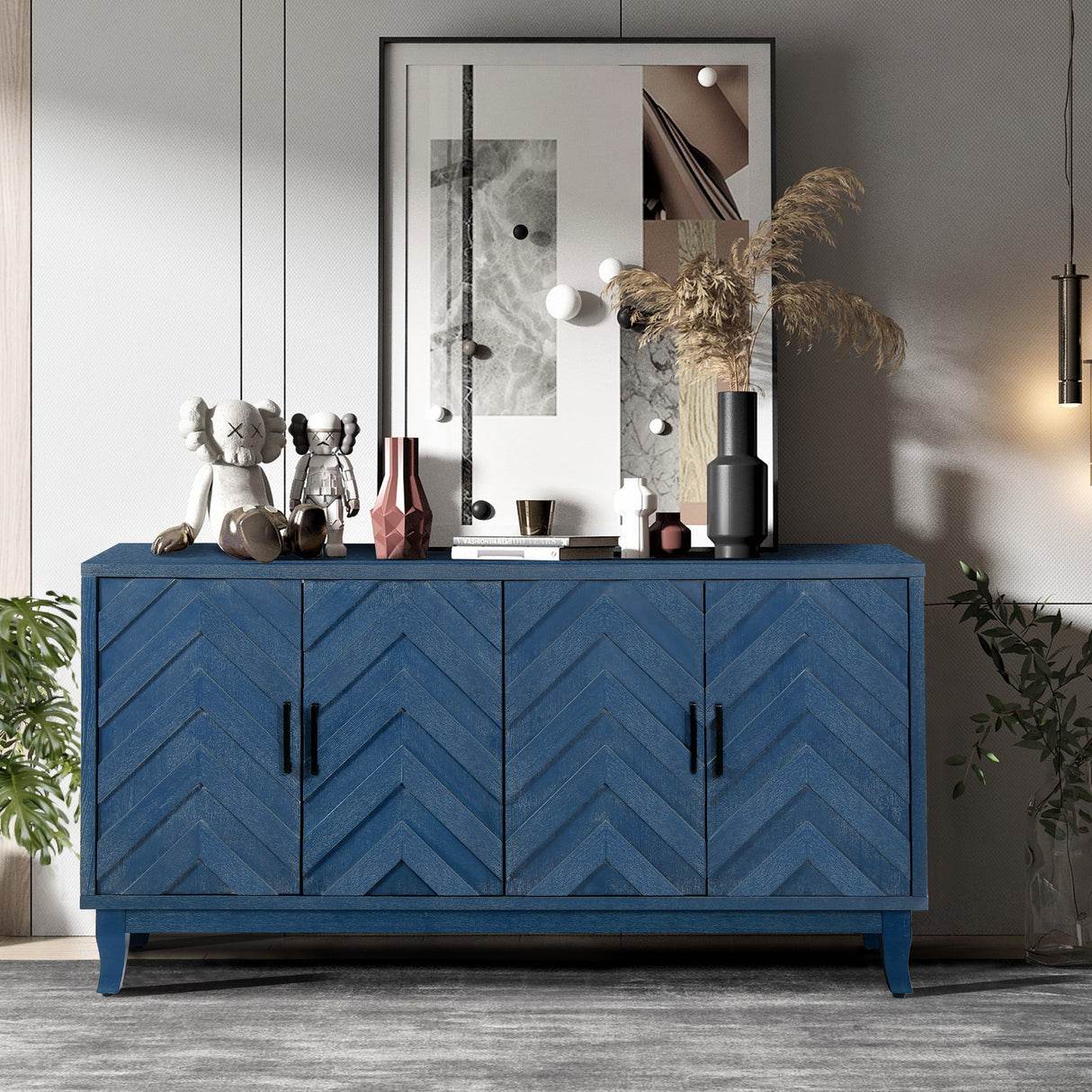 Chevron 4-Door Sideboard Cabinet
