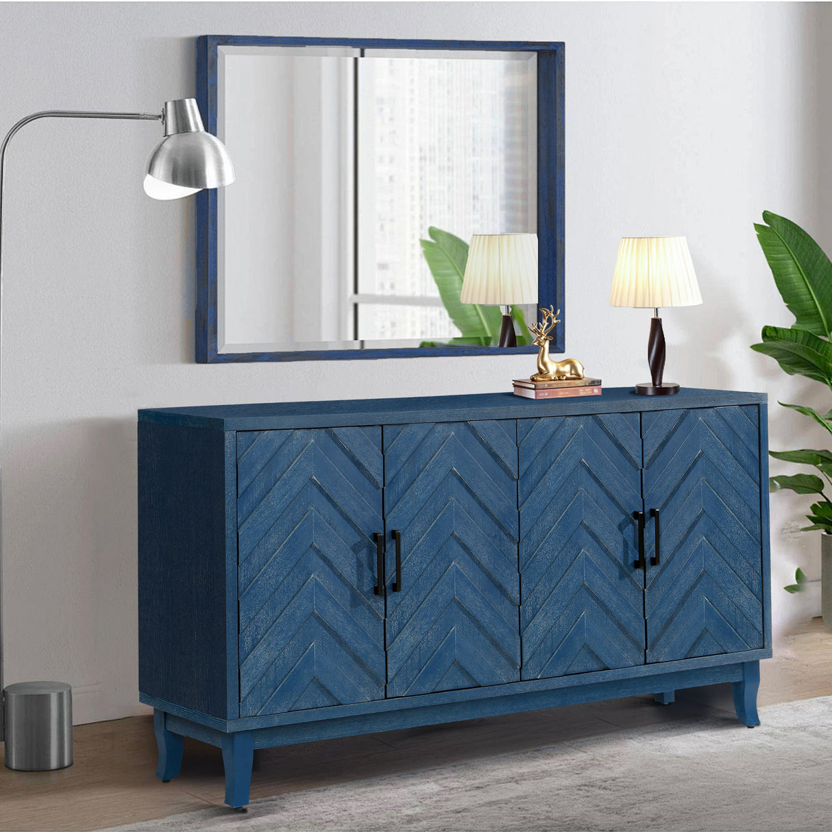 Chevron 4-Door Sideboard Cabinet