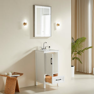 Fully Assembled 18'' Bathroom Vanity with Custom Handles - Solid Wood