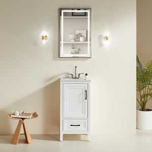Fully Assembled 18'' Bathroom Vanity with Custom Handles - Solid Wood