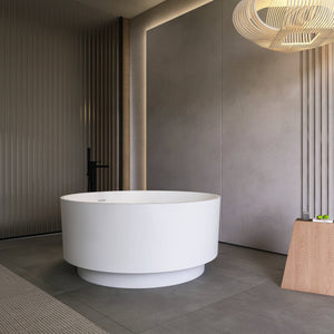 49 Inch Round Shape Freestanding Solid Surface Soaking Bathtub